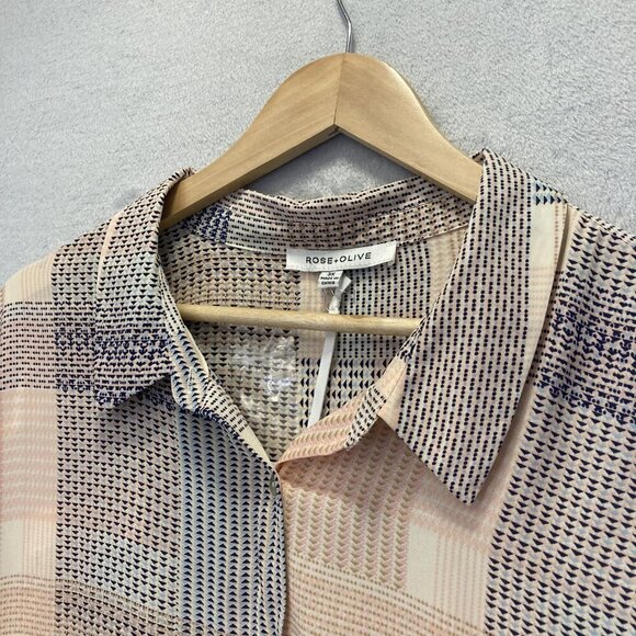 Rose + Olive Button Up Shirt Womens 3X Boho Patchwork Sheer Lightweight Blouse - Picture 11 of 13